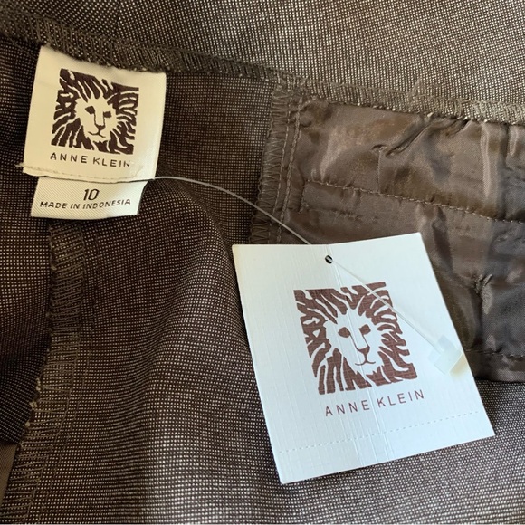 Anne Klein NWT brown multi woven straight leg dress pants with pockets. Size 10 - Picture 3 of 14